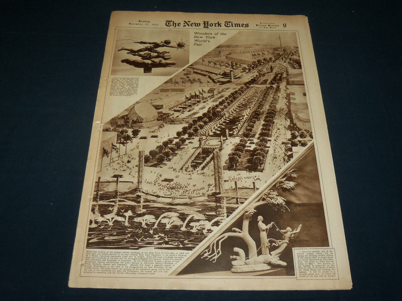 1937 DECEMBER 12 NEW YORK TIMES ROTO PICTURE SECTION - WORLD'S FAIR - NT 9390