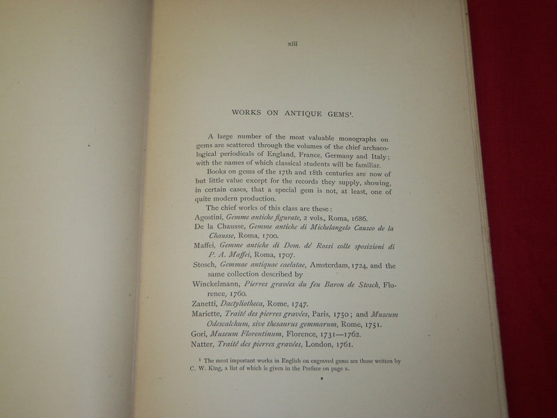 1891 THE ENGRAVED GEMS OF CLASSICAL TIMES BOOK BY J. H. MIDDLETON - KD 5416
