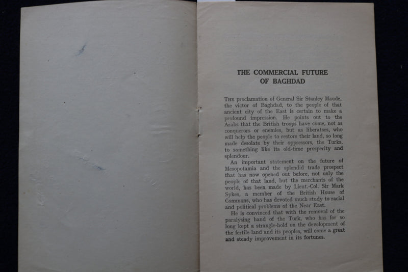 1917 THE COMMERCIAL FUTURE OF BAGHDAD - SOFTCOVER BOOKLET - K 1552
