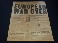 1945 MAY 7 TAUNTON DAILY GAZETTE NEWSPAPER - EUROPEAN WAR OVER - NT 9465