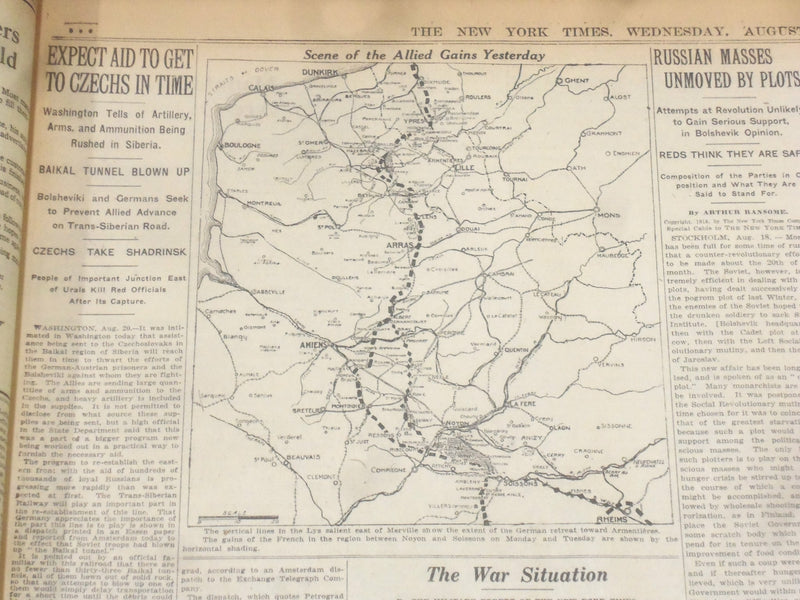 1918 AUGUST 21 NEW YORK TIMES - FRENCH TAKE 8,000 PRISIONERS - NT 9205