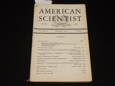 1960 DECEMBER AMERICAN SCIENTIST MAGAZINE - VOLUME 48 NO. 4 - SP 4862N