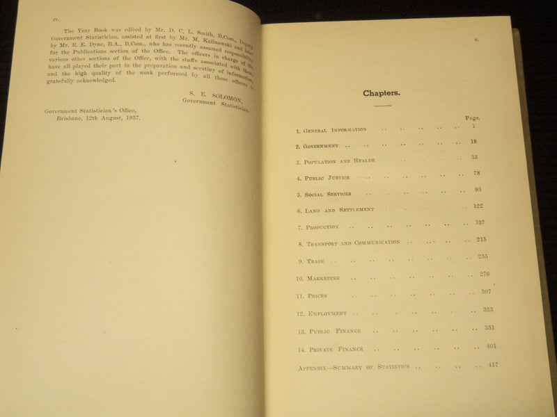 1950-1959 QUEENSLAND YEAR BOOK LOT OF 10 - GOV. STATISTICIAN BRISBANE - KD 1C