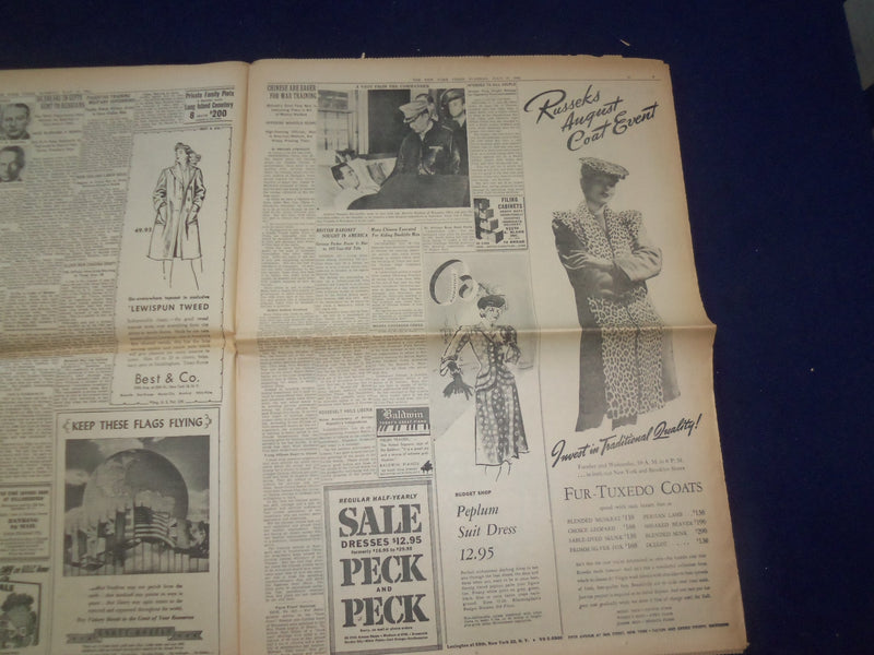 1943 JULY 27 NEW YORK TIMES - ITALY PUT UNDER MARTIAL LAW BY BADOGLIO - NP 6546