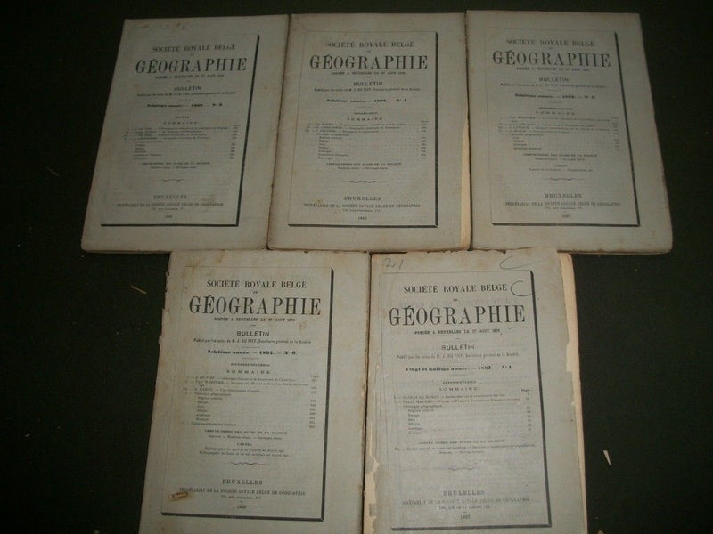 1888-1897 SOCEITE ROYALE BELGE DE GEOGRAPHIE MAGAZINE LOT OF 10 - FRENCH- O 1784