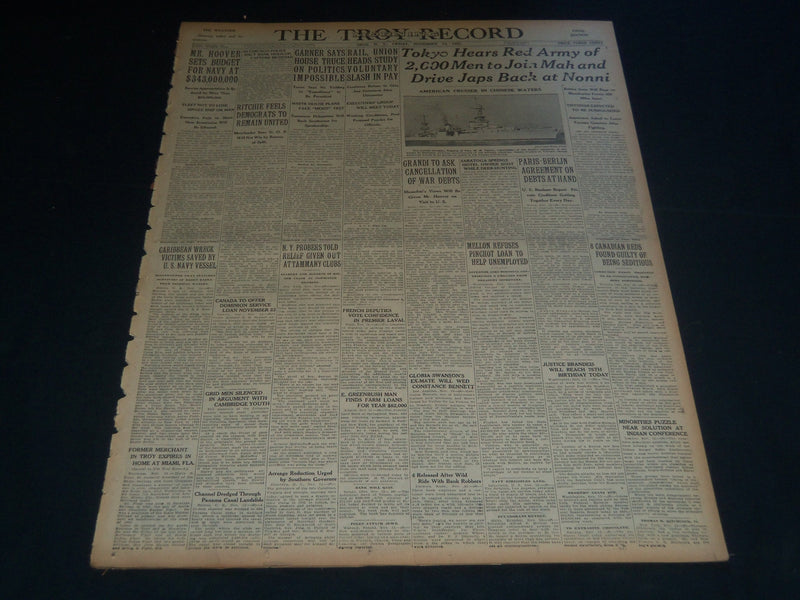 1931 NOV 13 TROY MORNING RECORD - 2000 MEN JOIN MAH TO DRIVE JAPS - NT 7482