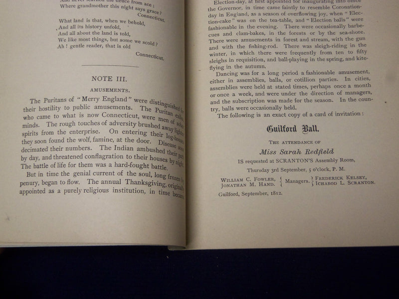1878 NOTES BY WM. C. FOWLER SOFTCOVER BOOK - HARTFORD - J 4412