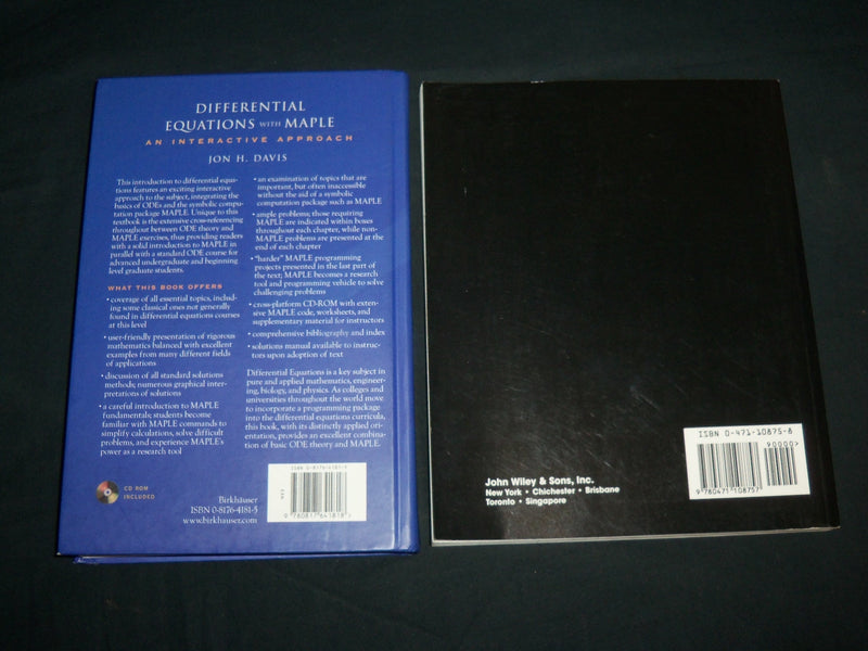 1996-2001 DIFFERENTIAL EQUATIONS WITH MAPLE BOOK LOT OF 2 - KD 6836