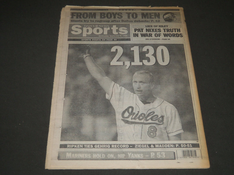 1995 SEPTEMBER 6 NY DAILY NEWS NEWSPAPER - 2,130 RIPKEN TIES GEHRIG - NP 2566