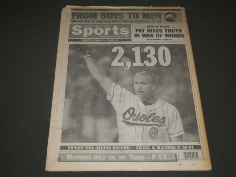 1995 SEPTEMBER 6 NY DAILY NEWS NEWSPAPER - 2,130 RIPKEN TIES GEHRIG - NP 2566