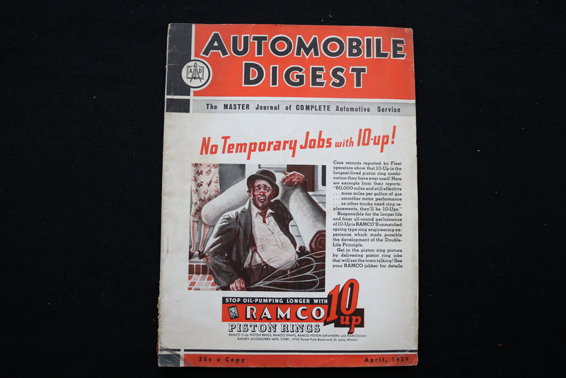 1939 APRIL AUTOMOBILE DIGEST MAGAZINE - NO TEMPORARY JOBS COVER - SP 4183X