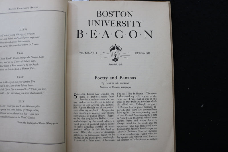 1928 JANUARY BOSTON UNIVERSITY BEACON - SAMUEL WAXMAN - LOT OF 2 - K 2215