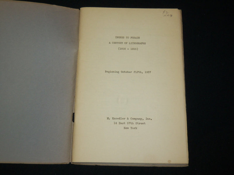 1937 INGRES TO FORAIN - A CENTURY OF LITHOGRAPHS SOFTCOVER BOOK - J 6519