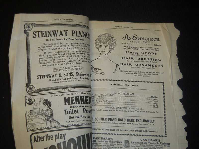1907 JAMES K. HACKETT SIGNED THEATRE PROGRAM - JOHN GLAYDE'S HONOUR - J 5512