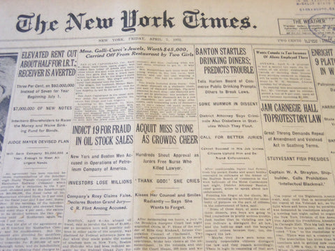 1922 APRIL 7 NEW YORK TIMES - JAM CARNEGIE HALL TO PROTEST DRY LAW - NT 5779
