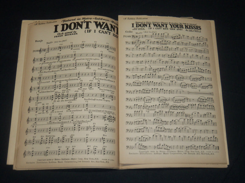 1929 I DON'T WANT YOUR KISSES - SO THIS IS COLLEGE MUSIC FOLIO - J 5663