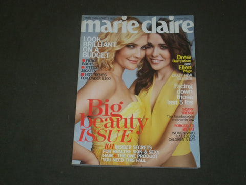 2009 OCTOBER MARIE CLAIRE MAGAZINE - DREW BARRYMORE & ELLEN PAGE COVER - B 3303