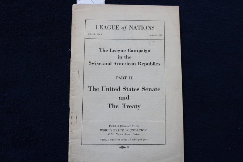 1920 LEAGUE OF NATIONS - SWISS AND AMERICAN REPUBLICS - K 1581