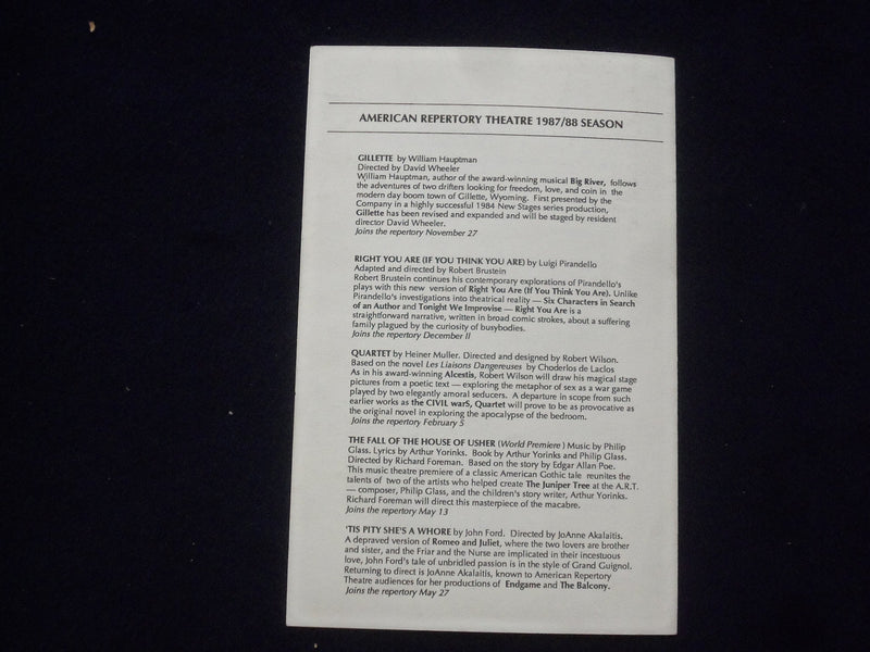 1987 LE CIRQUE IMAGINAIRE PROGRAM - VICTORIA CHAPLIN SIGNED - J 9720