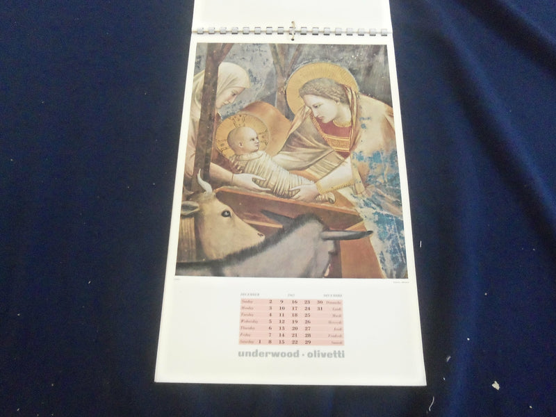 1962 GIOTTO - OLIVETTI UNDERWOOD CALENDAR - GREAT PAINTINGS - ST 2648O