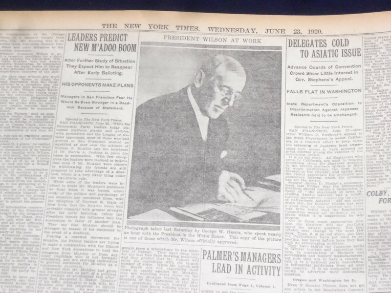 1920 JUNE 23 NEW YORK TIMES - LEADERS PLAN CONVENTION PROGRAM - NT 9123