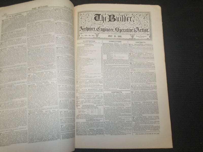 1861 JULY THE BUILDER ARCHITECT MAGAZINE - 4 ISSUES - ILLUSTRATIONS - ST 416L