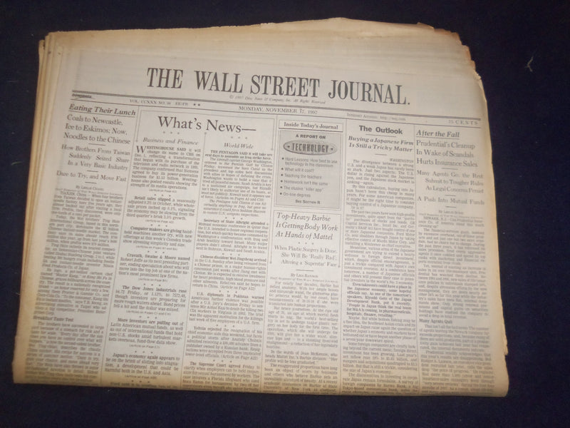 1997 NOV 17 THE WALL STREET JOURNAL - PRUDENTIAL'S CLEANUP HURTS SALES - WJ 76