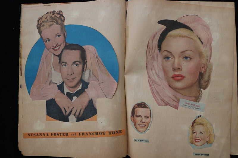 1940'S MOVIE STARS SCRAPBOOK, PACKED - MERLE OBERON - JOAN CRAWFORD - E 24914