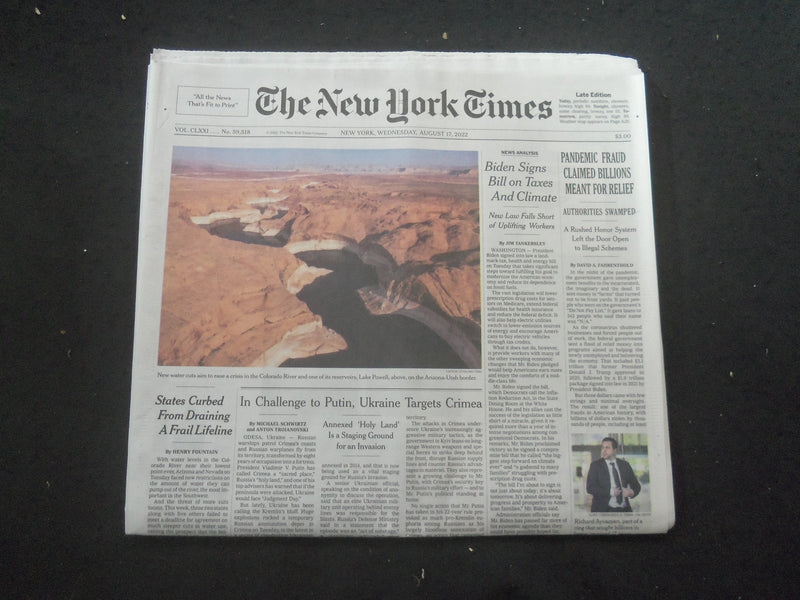 2022 AUGUST 17 NEW YORK TIMES - PANDEMIC FRAUD CLAIMED BILLIONS MEANT FOR RELIEF