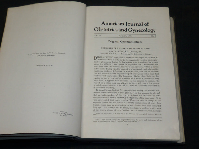 1935 JANUARY-JUNE AMERICAN JOURNAL OF OBSTETRICS & GYNECOLOGY VOLUME - KD 5912