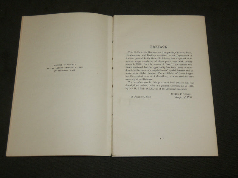 1923 BRITISH MUSEUM GUIDE TO EXHIBITED MANUSCRIPTS PART II BOOK - J 6149