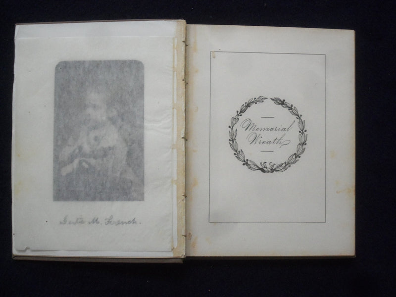 1878 GERTIE FRENCH MEMORIAL WREATH HARDCOVER BOOK - K 210