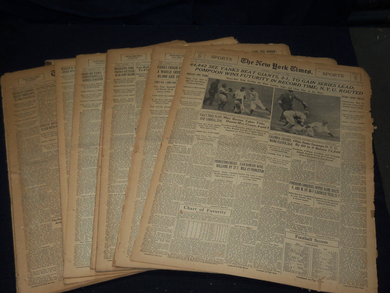1943 WORLD SERIES YANKEES DEFEAT CARDINALS NEW YORK TIMES LOT OF 6 - NT XXXX