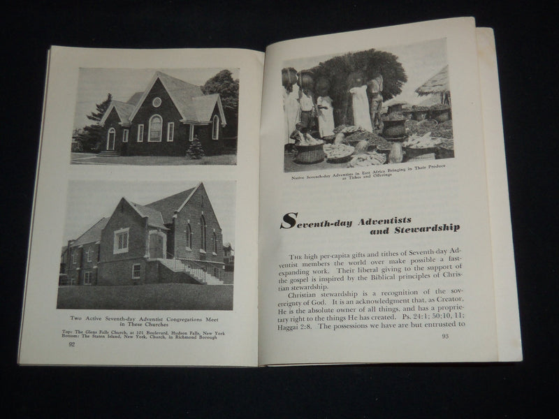 1942 SEVENTH-DAY ADVENTISTS BELIEF AND WORK SOFTCOVER BOOK - J 9294