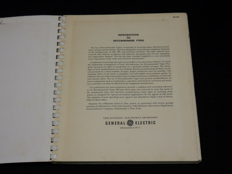 1950'S GENERAL ELECTRIC - KENRAD ELECTRONIC TUBES SOFTCOVER CATALOGUE - KD 4851C