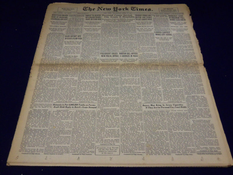 1940 APRIL 3 NEW YORK TIMES - DECENNIAL CENSUS STARTED - NT 2870