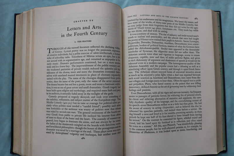 1939 THE LIFE OF GREECE HARDCOVER BOOK BY WILL DURANT - KD 9665