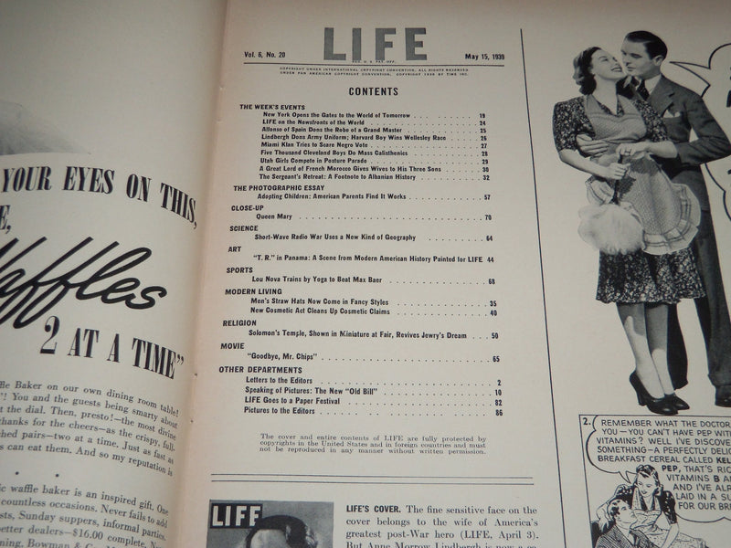 1939 MAY 15 LIFE MAGAZINE - ANNE MORROW LINDBERGH COVER - L 130