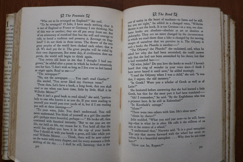 1932 THE FOUNTAIN HARDCOVER BOOK BY CHARLES MORGAN - KD 9608