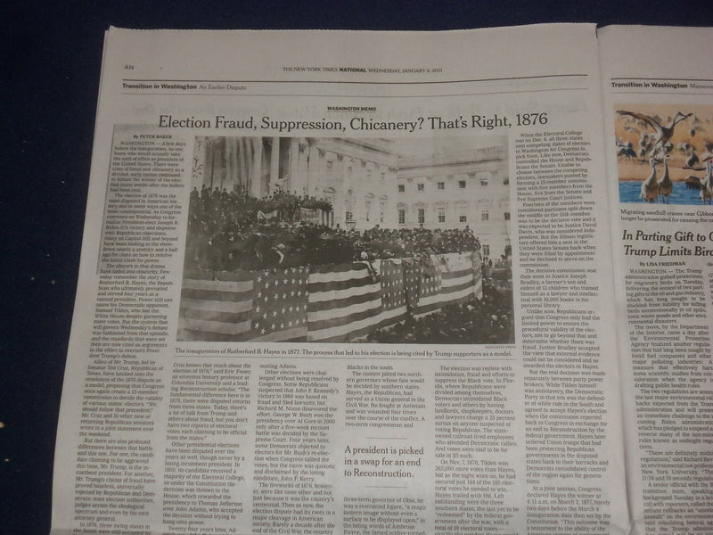 2021 JANUARY 6 NEW YORK TIMES - PENCE SAID TO TELL TRUMP VOTES CAN'T BE BLOCKED