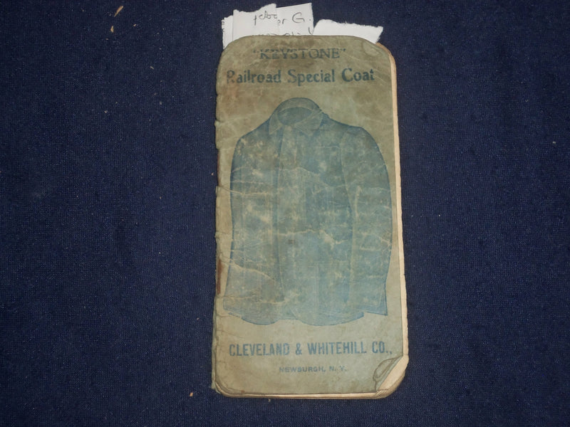 1910 CLEVELAND & WHITEHILL CO.-CATALOG & ACCOUNT BOOK - RR SPECIAL COAT - J 6445