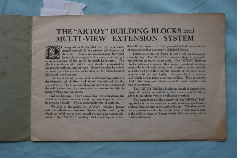 1900'S ARTOY BUILDING BLOCKS CATALOG - NEW CHICAGO SPECIALTY CO. - K 2504