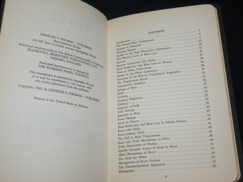 1948 FEVER & THE REGULATION OF BODY TEMPERATURE BOOK BY EUGENE DU BOIS - J 6117