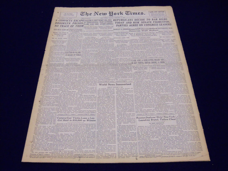1947 JANUARY 3 NEW YORK TIMES - REPUBLICANS DECIDE TO BAR BILBO TODAY - NT 99