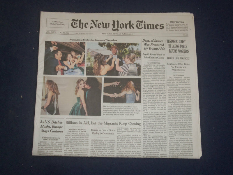 2021 JUNE 6 NEW YORK TIMES - DEPT. OF JUSTICE WAS PRESSURED BY TRUMP AIDE