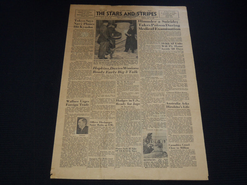 1945 MAY 25 THE STARS AND STRIPES NEWSPAPER - HIMMLER A SUICIDE POISON- NP 2151M