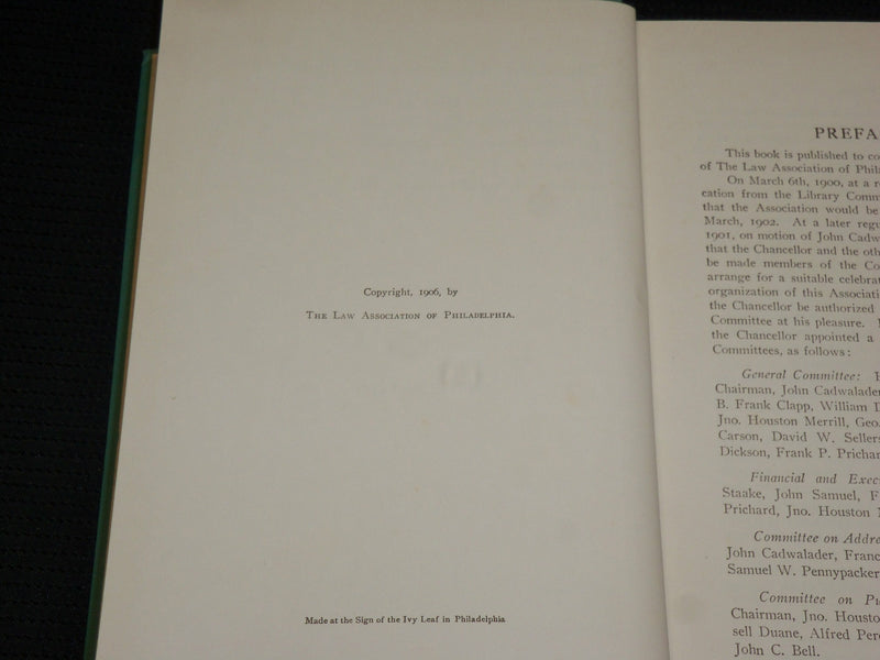 1954 THE LAW ASSOCIATION OF PHILADELPHIA 1802-1902 HARDCOVER BOOK - KD 7339