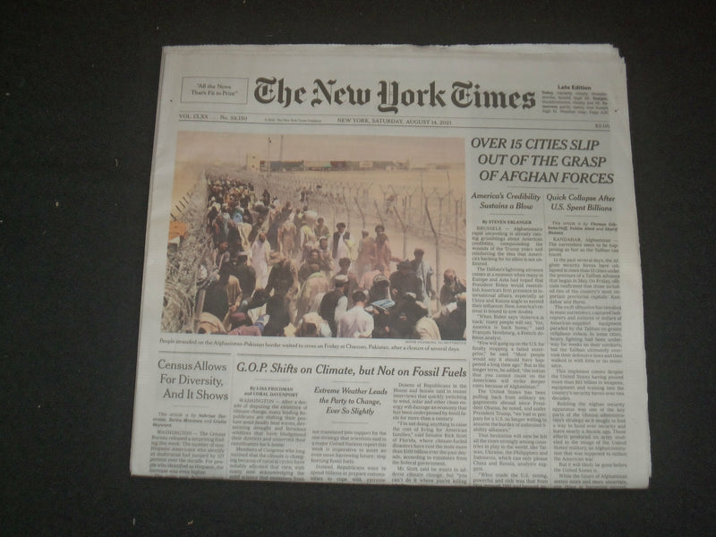 2021 AUGUST 14 NEW YORK TIMES -OVER 15 CITIES SLIP OUT OF GRASP OF AFGHAN FORCES