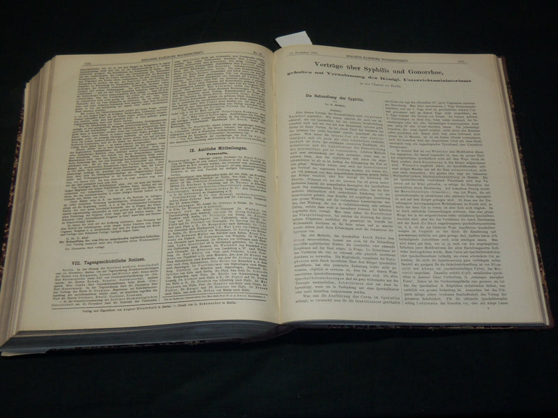1900 JAN-DEC BERLINER KLINISCHE WOCHENSCHRIFT MAGAZINE BOUND VOLUME - KD 3644B