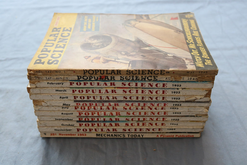 1943-1953 POPULAR SCIENCE & MECHANICS TODAY MAGAZINES- LOT OF 12 - O 3880